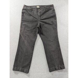 Bass Heritage Fit Pants Womens 14 Gray Cropped Straight Leg Stretch Chino Twill